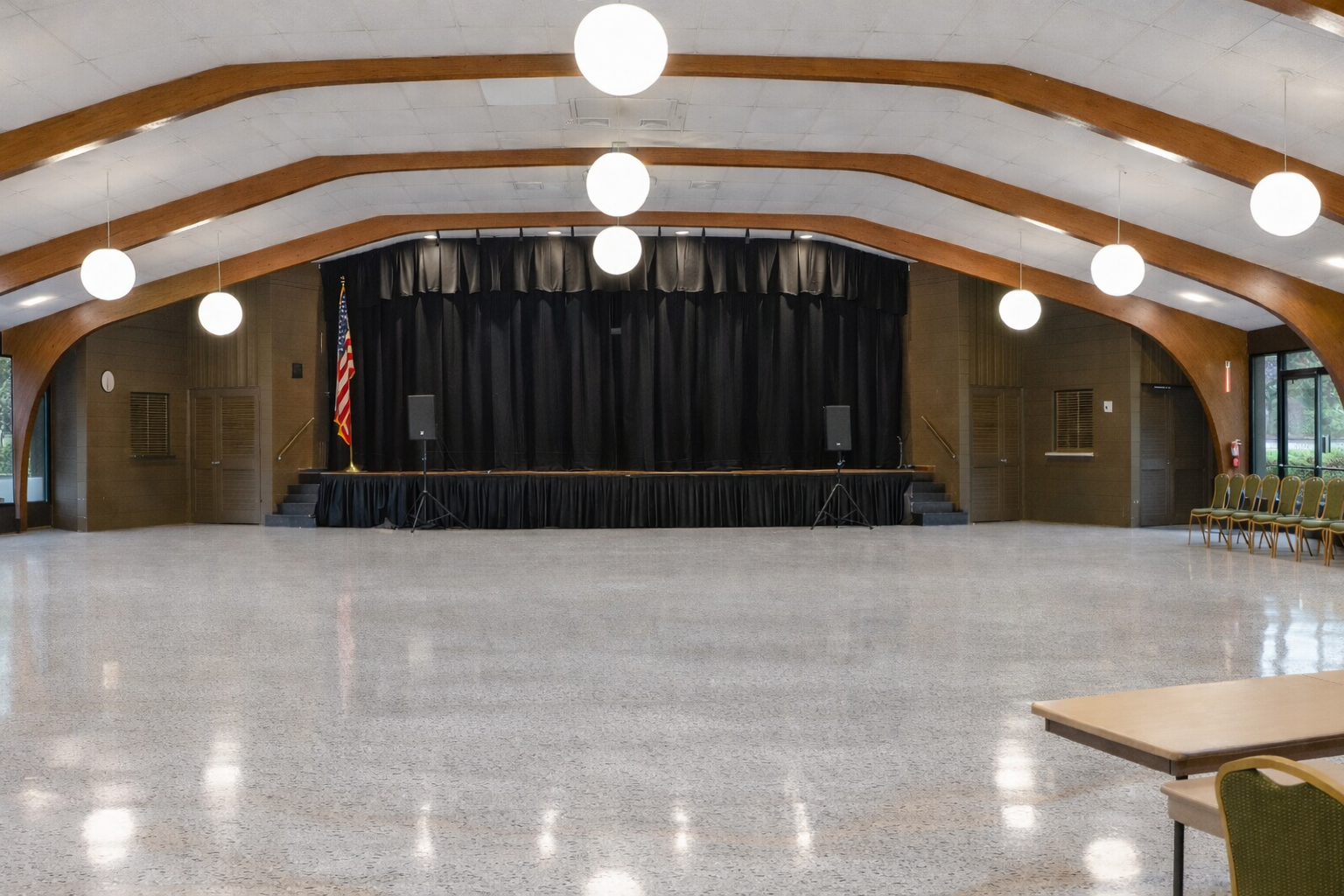 Event hall interior at a working event venue